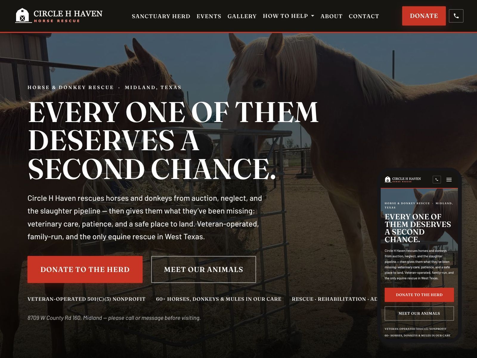 The Circle H Haven Foundation website homepage